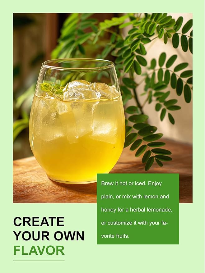 TeeLux Moringa Tea Bags, Natural Moringa Leaf Tea, Fresh & Smooth Taste, Caffeine Free, 100 Count