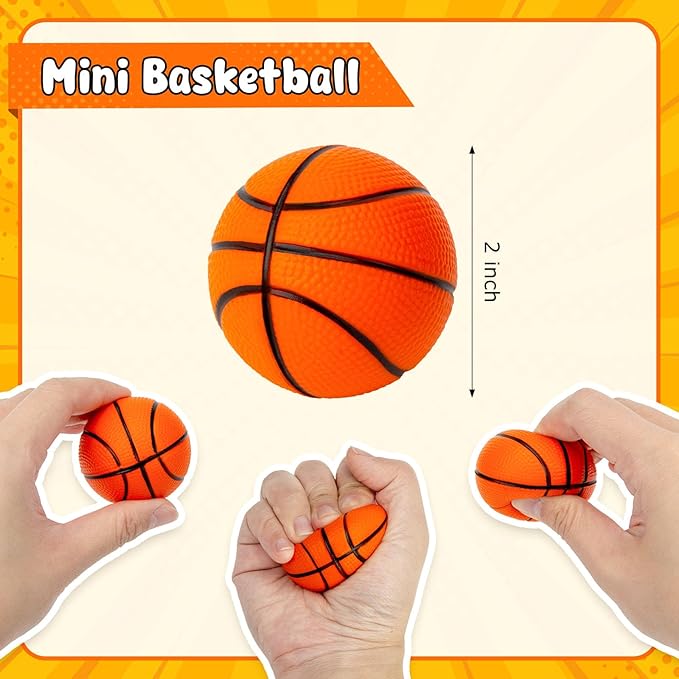 LovesTown 40 PCS Mini Basketball, 2 Inch Foam Sport Stress Balls for Kids and Adults Squishies for Stress Relief Party Favors Birthday Decor Goodie Bag Stuffers