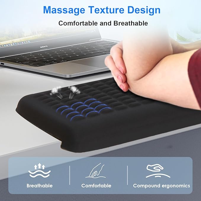 UnivoColors PostureUp L-Shaped Desk Long Wrist Rest & Elbow Rest, Non-Slip, Memory Foam, Desk Edge Support, Ergonomic Design for Long-Hour Work (23.6 * 3.9 inch One-Piece Design)