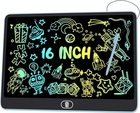 16 Inch LCD Writing Tablet for Kids [Upgraded], High Brightness Colorful Doodle Board, Eye Protection Drawing Tablet, Learning Gift and Education Toy for 3-8 Years Old Boys and Girls (Blue)