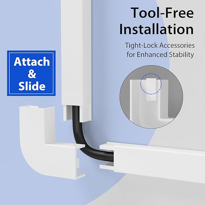 ZhiYo 204in Cord Covers for Wires on Wall, Cord Hider for 1 Wire, Wall Cable Hiders for Mounted TV, Wire Covers for Cords, Cable Management Raceway kit, 12x L17in, W0.6in H0.4in, White