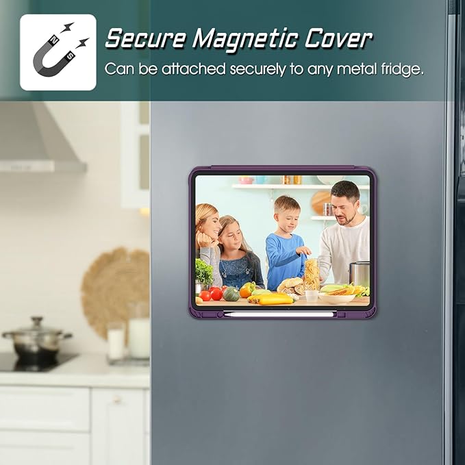 Fintie Magnetic Stand Case for iPad Air 13-inch (M3) 2025, (M2) 2024 - Multiple Angles Shockproof Rugged Soft TPU Cover with Pencil Holder, Auto Sleep/Wake, Purple