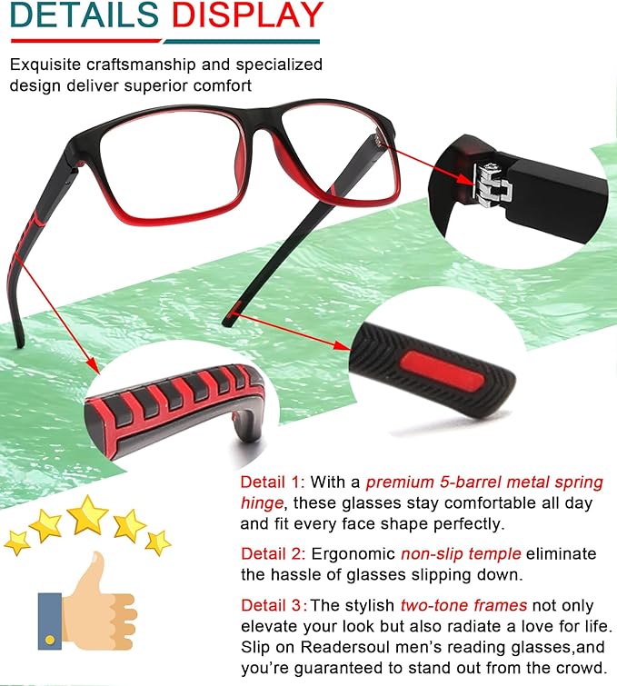3 Pack Professional Reading Glasses Mens Computer Readers,Blue Light Blocking Glasses for Men Anti Glare/Filter UV,Stylish Large Oversized Two Tone Frame Spring Hinge Eyeglass 1.5 Strength