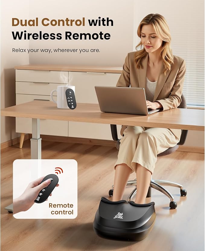 BOB AND BRAD Foot Massager with Heat and Remote,Shiatsu Deep Kneading Electric Feet Massager Machine for Plantar Fasciitis, Men Size 12