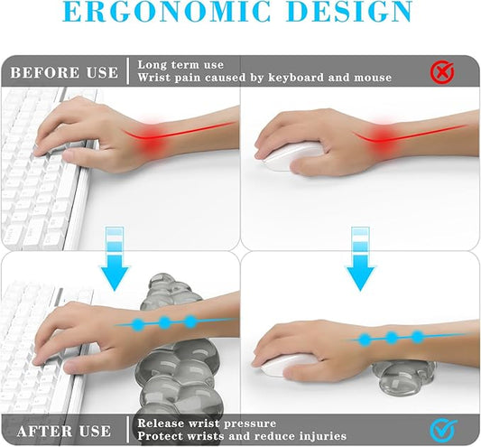 Gel Cloud Keyboard and Mouse Wrist Rest, Cute Wrist Support and Arm Support Keyboard Rest for Keyboard and Mouse Typing Pain Relief，Suitable for Office/Computer/Laptop/Gaming (Gray)