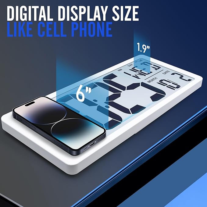 (6" Numbers) Display Built-in Rechargeable Power 18.44" Atomic Wall Clock -Night Display-Never Needs Setting!-Easy to Read Numbers-Never Need Replace Battery