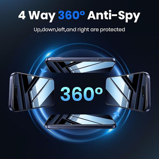 WSKEN for iPhone 17 Pro Max Privacy Screen Protector - [4 Way 360 Anti Spy] [Auto Dust-Remove] 10X Military Shatterproof 4 Directions Zero Bubble Anti Peep Tempered Glass Film for 17 Pro Max
