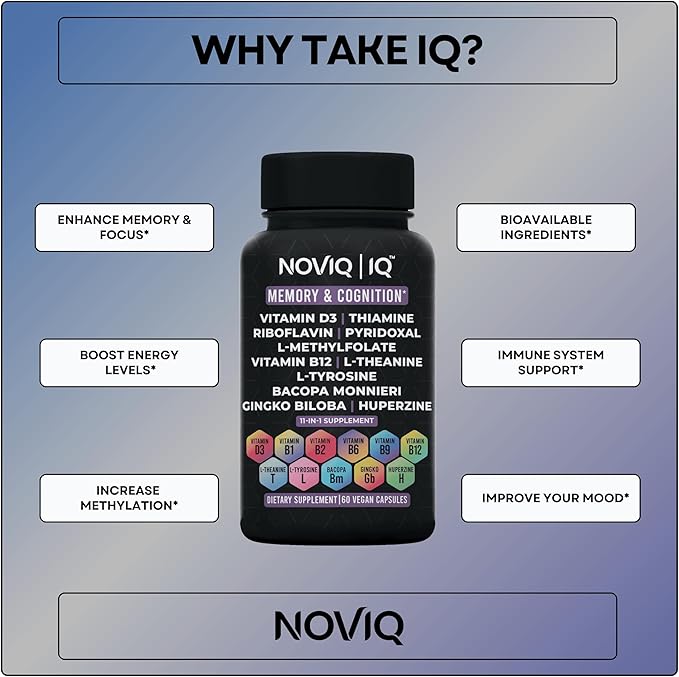 11-in-1 Nootropic Supplement: Supports Memory & Cognition - 100mg Ginkgo 150mg Bacopa 300mcg Huperzine 200mg L-Theanine 150mg L-Tyrosine & Bioactive B-Complex w/ 5-MTHF - 1,100mg+ Serving - 60 Count