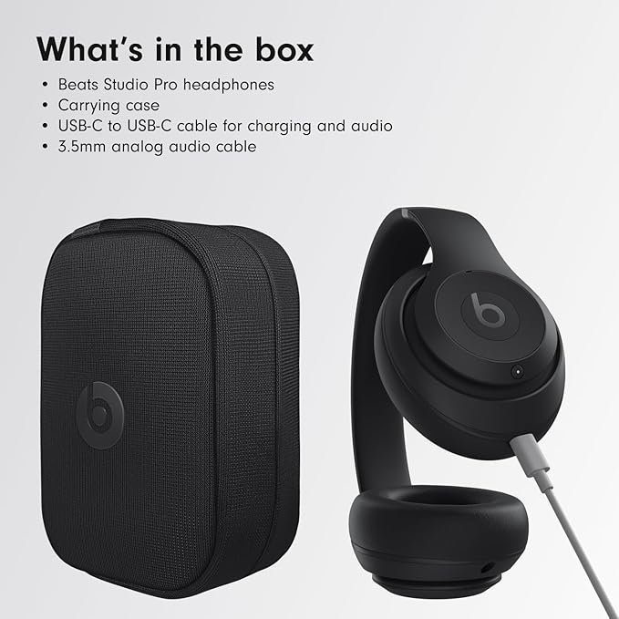 Beats Studio Pro Bluetooth Noise Cancelling Headphones with Apple 20W USB-C Power Adapter - Black