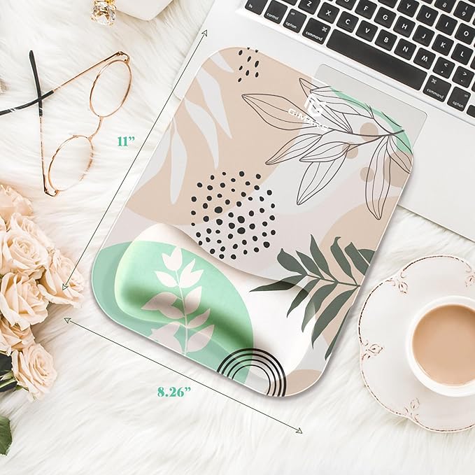 Gimars Large Smooth Superfine Fibre Memory Foam Ergonomic Mouse Pad Wrist Rest Support Mousepad with Nonslip Base for Laptop, Computer, Gaming & Office,Free Coaster Include-Morandi Beige