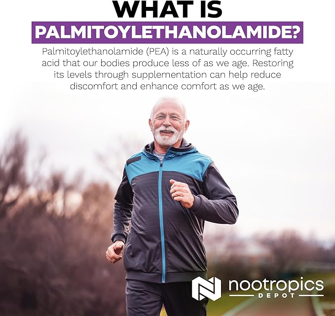 Nootropics Depot Palmitoylethanolamide Capsules | Pea | 400mg Pills | 60 Count | Supports Discomfort Relief | Promotes Healthy Joint Function