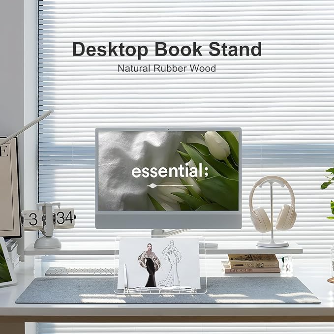 Acrylic Book Stand for Reading, Portable Book Holder for Desk, Angle Adjustable Textbook Stand for Document Recipe, Cookbook, Music Book