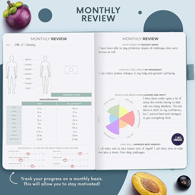 Clever Fox Wellness Planner - Weekly & Daily Health and Wellness Log, Food Journal & Meal Planner Diary for Calorie Counting, Notebook for Medical Condition Tracking, A5-Sized - Aquamarine