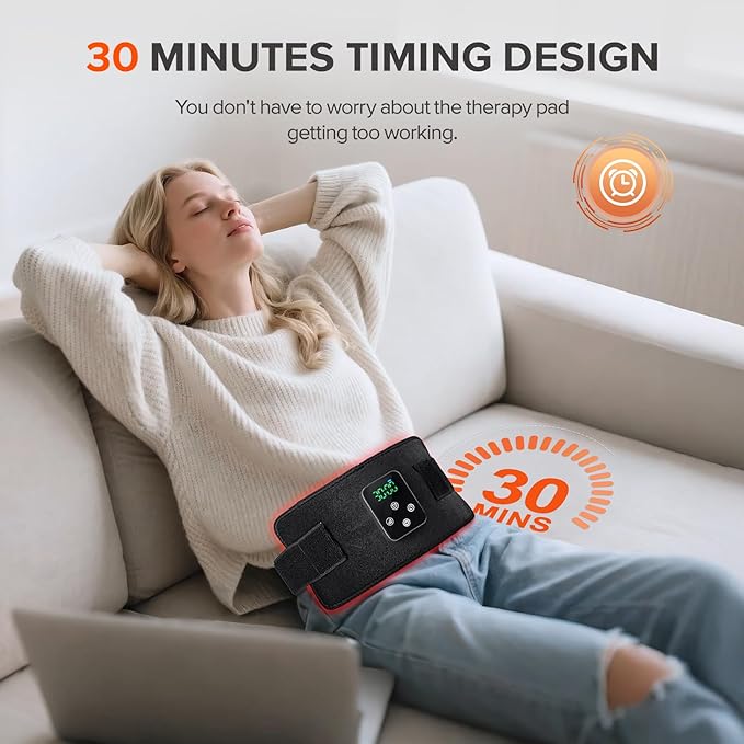 Cordless Red Light Therapy Belt, 3000mAh Battery Rechargeable Magnetic LED Screen Controller, Portable & Cordless, 12.4" * 5.7" Cordless Infrared Red Light Therapy for Body Back Knee Leg Pain Relief