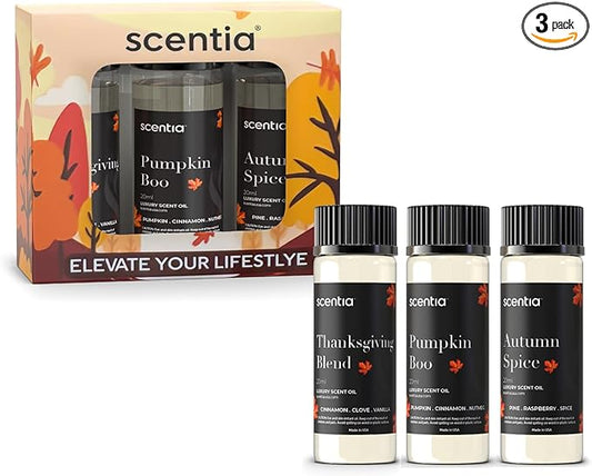 Fall Essential Oils for Diffuser with 3 Cozy Scents: Autumn Spice, Thanksgiving Blend & Pumpkin Boo - 20ml Aromatherapy Oils for Home, Candles & DIY - Perfect Fall Gift