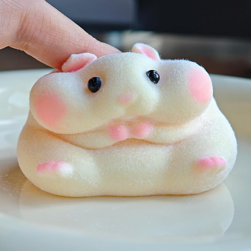 Handmade Flocked Hamster Taba Squishy Toy - Cute Realistic Silicone Animal Fidget Sensory Toy, Ultra-Soft Stress Relief Squeeze Toy for Relaxation Gift (Family (5 Colors))