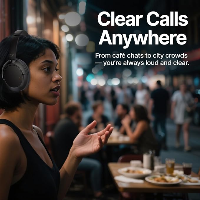 VOKALEN Hyper GO Wireless Over-Ear Noise Cancelling Headphones with Mic, 60H Playtime, Bluetooth Headset, Multi-Device Pairing, Ultra-Lightweight for Travel, Work, Study (Pink)