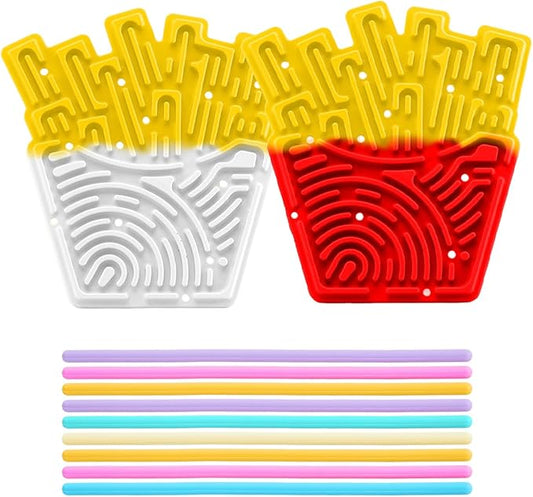 2 Pack Sensory Activity Board with 24 Random-Color Strings, Double-Sided Silicone Sensory Fidget Toy for Kids and Adults with Autism, ADHD, Silent, Stress Relief, Calming, Focus, Gift for Girls Boys