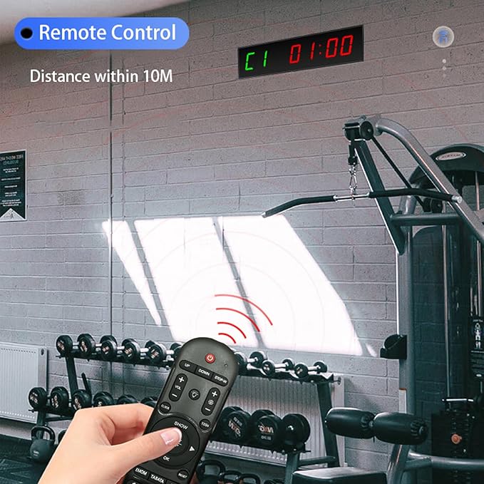12" Digital Wall Alarm Clock Timer for Interval Workout with Countdown/Up Stopwatch, Gym Interval Timer, Tabata EMOM Remote Control for Home Gym Boxing MMA Fitness