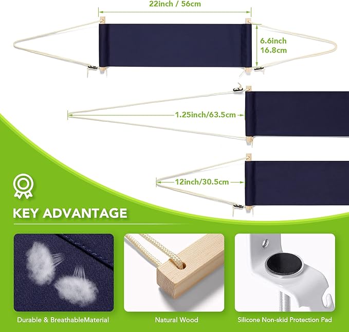 iMissiu Foot Hammock Under Desk Footrest, Adjustable Office Foot Rest Under Desk Hammock, Portable Desk Feet Hammock with Headphones Holder (Black)