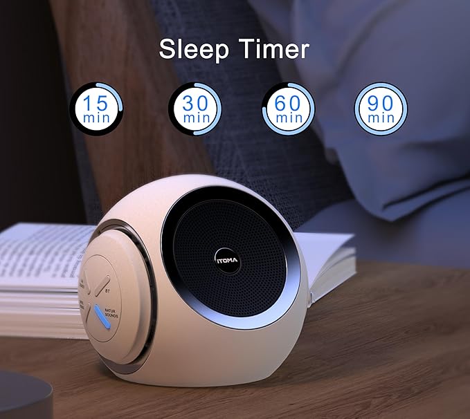 White Noise Machine, 30 Soothing Sounds Options Including Fan, Nature & White Noise, Sleep Timer, Bluetooth, Adjustable Volume, Sleep Sound Machine for Adults iTOMA 318