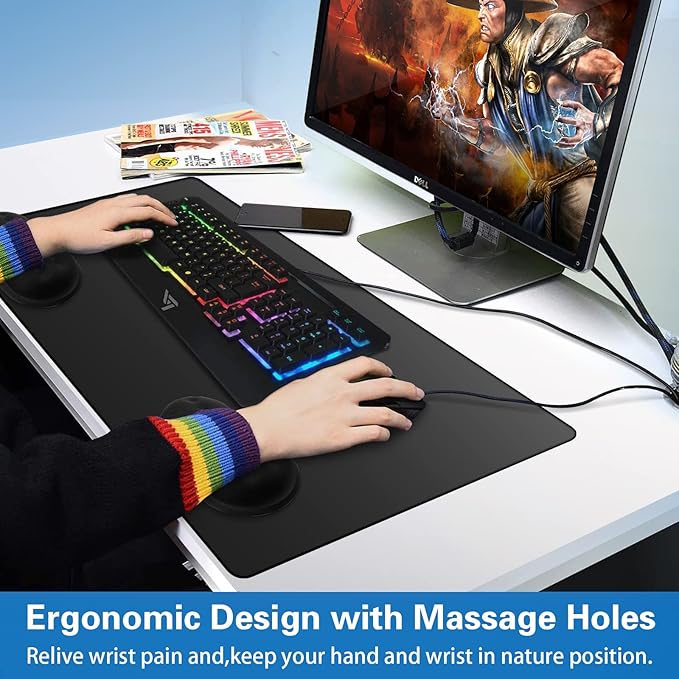 2 Pack Mouse Wrist Rest Support, Canjoy Memory Foam Mouse Wrist Rest Pad Support Cushion, Superfine Fibre Soft Ergonomic Hand Rest Support