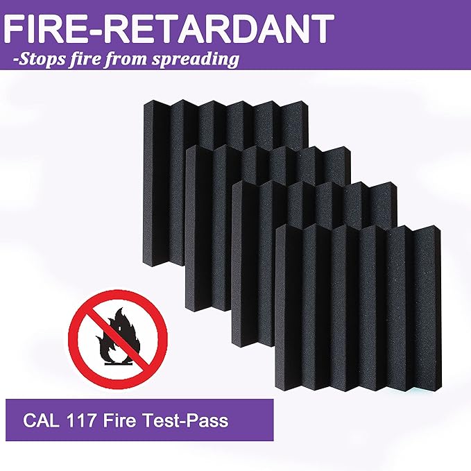 24 Pack Acoustic Panels,2" x 12" x 12"Sound Proof Foam Panels for Wall,Fireproof Absorbing Noise Cancelling Panels,to Absorb Noise and Eliminate Echoes. (12 Purple+12 Black)