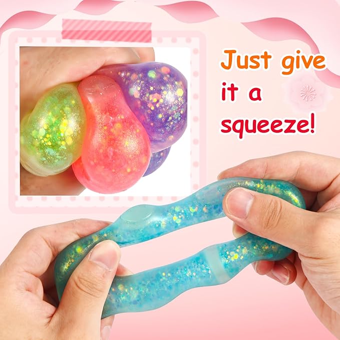 4-Pack Squishy Toys, Wearable Bracelet Stress Balls Fidget Toys, Soft Donut Stress Relief Sensory Toy for Kids Adults, Squeeze Balls Stress Toys for Party Favors Goodie Bags Stuffers