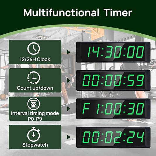 YZ Gym Timer Clock for Home Gym, Fitness Timer with Stopwatch Button, Large Digital Stopwatch Countdown Clock, 12/24H Digital Wall Clock, with Stand