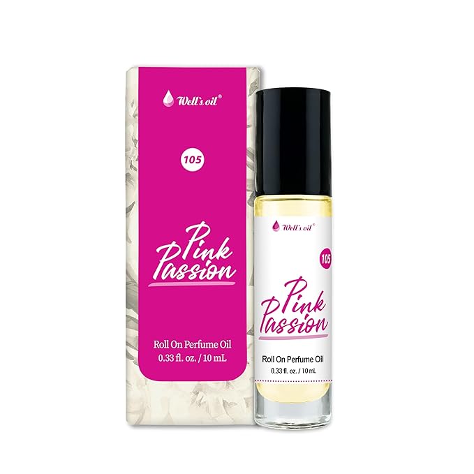Well's Oil Roll-On Perfume Oil (Pink Passion) | Fruity Notes | Long-Lasting | Paraben-Free | 0.33 Fl Oz / 10 ml