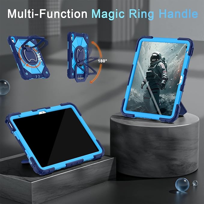 Case for iPad (A16) 11th/10th Generation 2025/2022,360° Rotating Stand iPad Case 10th Generation with Screen Protector,Heavy Duty Shockproof i Pad Cases 11th/10th Gen 11.0/10.9 Inch,Navy Blue