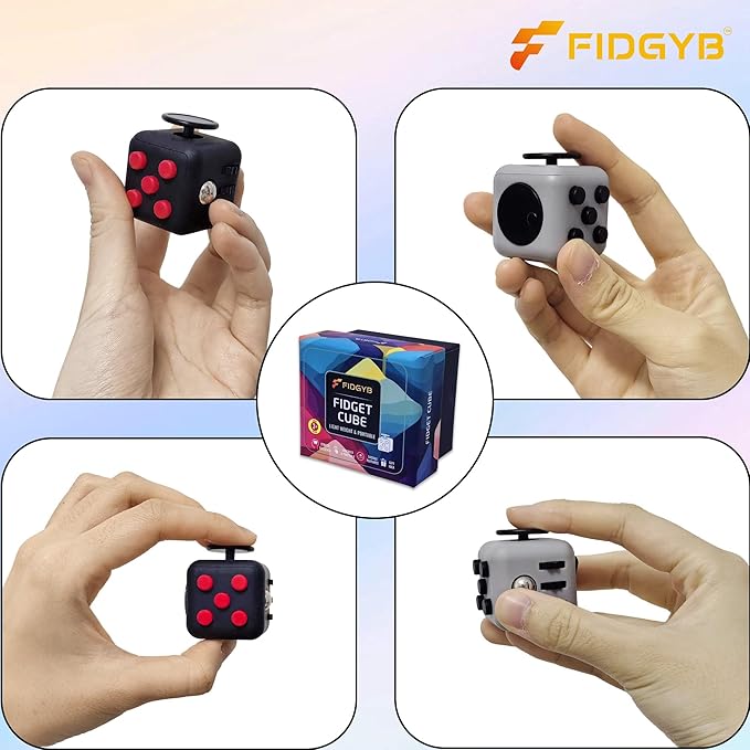 2PCS Cube Fidget Stress Relief Toy for Adults & Kids, Smooth, Quiet Sensory Toy for Anxiety, Focus & ADHD Idea[BR+LGB][2PCS]