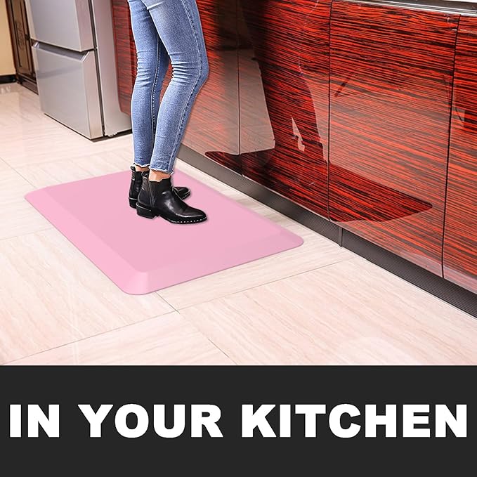 1" Extra Thick Anti Fatigue Floor Mat,Kitchen Mat, Standing Desk Mat - Comfort at Home, Office, Garage - Advanced PU Foam - NOT PVC (Pink, 30" L x 17" W)