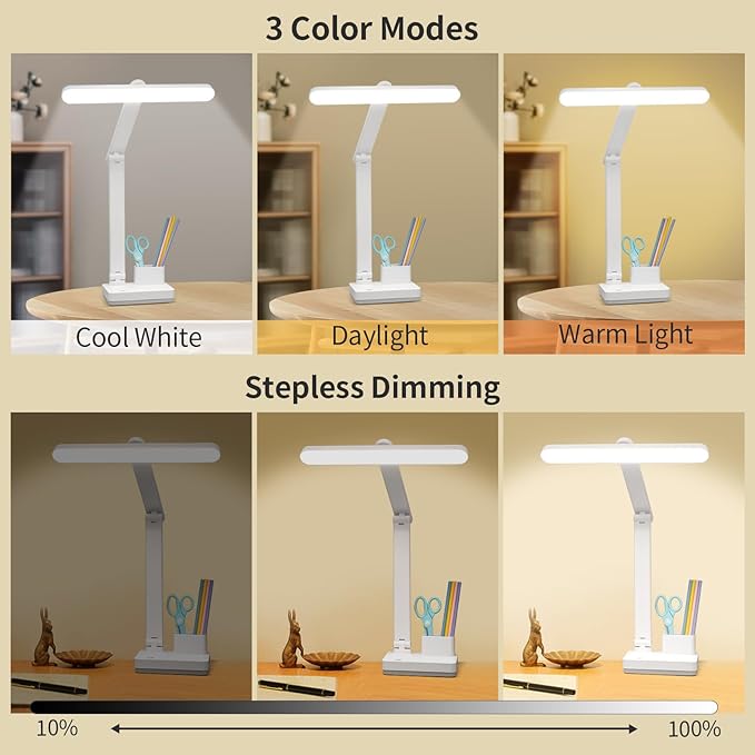 Cordless Desk Table Lamp Reading Light Rechargeable Battery 4000mah, Tall & Large Light 50 LED,Touch 3 Modes,2 Ways Power,Dimmable, Bedroom Bedside Lamp,20 Inch