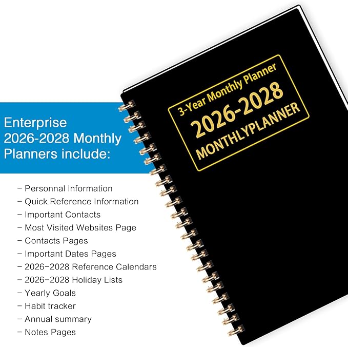 2026-2028 Monthly Planner - 3 Year Monthly Calendar/Planner 2026-2028, 5.9" x 8.5", 36 Month Calendar Planner, Planners with Twin-Wire Binding, Lined Notes Pages