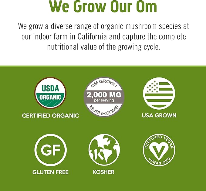 Om Mushroom Superfood Matcha Latte Blend Mushroom Powder, 8.47 Ounce Canister, 30 Servings, Green Tea, Lion's Mane, Reishi, Chaga, Turkey Tail, Focus & Stress Support Supplement