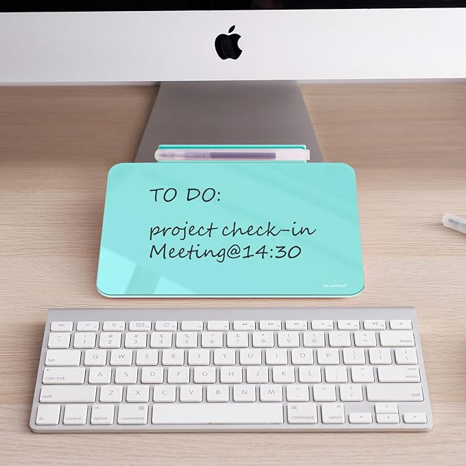 TSJ OFFICE Small Desktop Whiteboard - Glass Dry Erase Board 8 X 6 Inches Tabletop Easel Whiteboard with Stand, Desk Board Buddy for Artist, Teacher and Student