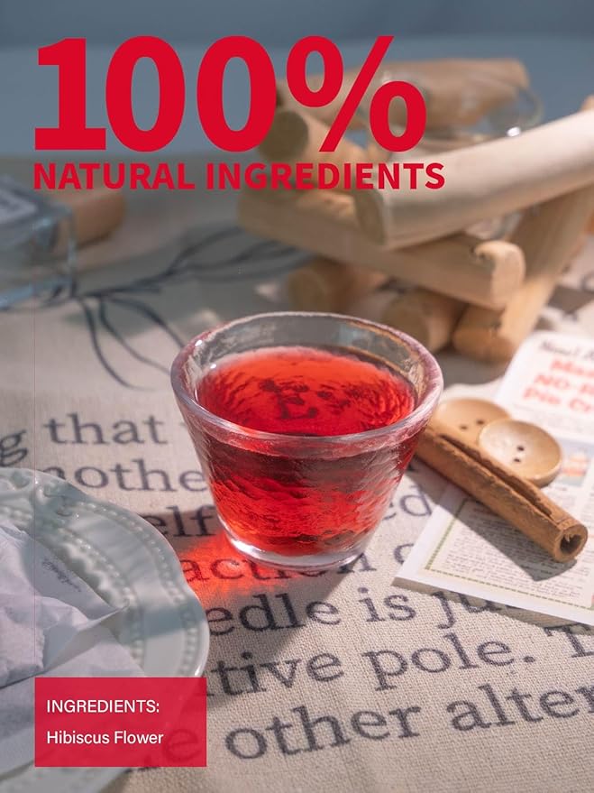 TeeLux Hibiscus Tea Bags, Premium Natural Hibiscus Flowers Tea, Caffeine Free, Refreshing Tart Flavor, 100 Count