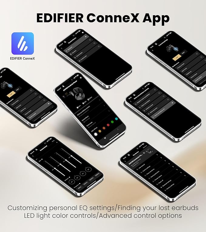 Edifier NeoBuds Planar Wireless Bluetooth Earbuds, 12mm Planar Magnetic Drivers, Hi-Res Audio, LDAC, Snapdragon Sound, Hybrid ANC, Bluetooth 5.4 & Dual Device Connection, Wireless Charging, 6 Mics