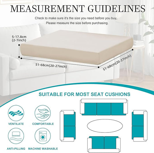 12Pcs Stretch Patio Cushion Covers,Outdoor Couch Cushion Covers Replacement,Outdoor Sofa Covers Patio Slipcovers Couch Cover,Washable Furniture Cover (Beige,Cover Only)