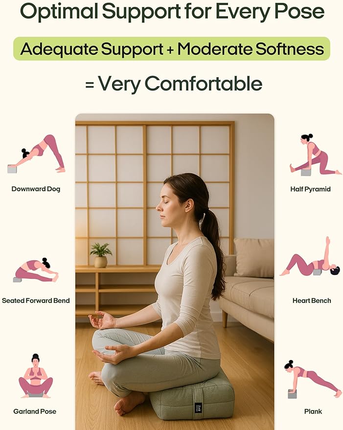 Zonli Yoga Bolster Pillow for Meditation & Restorative Yoga - Rectangular Support Cushion with Removable Cotton Cover & Carry Handle, 26"x11"x7"