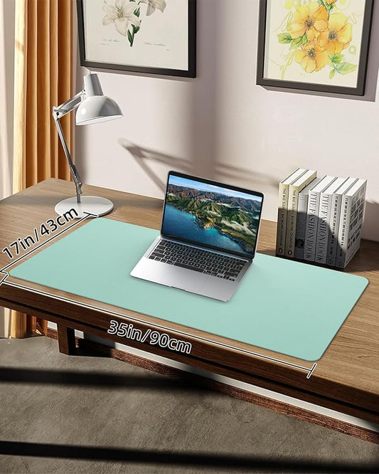Non-Slip Desk mat,PULeather Desk Pad Protector, Office Desk Mat, Large Mouse Pad,Desk Blotter, Laptop Desk Pad, Waterproof Desk Writing Pad for Office and Home (Turquiose, 35.4" x 17")
