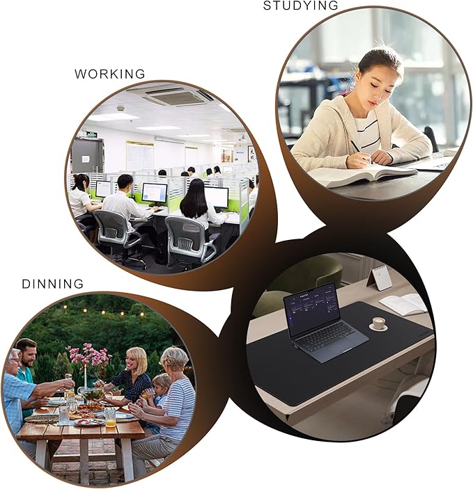 MAIDERN Leather Desk Mat, 35.4” x 19.6” Reversible Large Desk Pad Mat, Cork & Leather Large Mouse pad for Desk, Waterproof Computer Desk Mat for Gaming Home Office (Black)