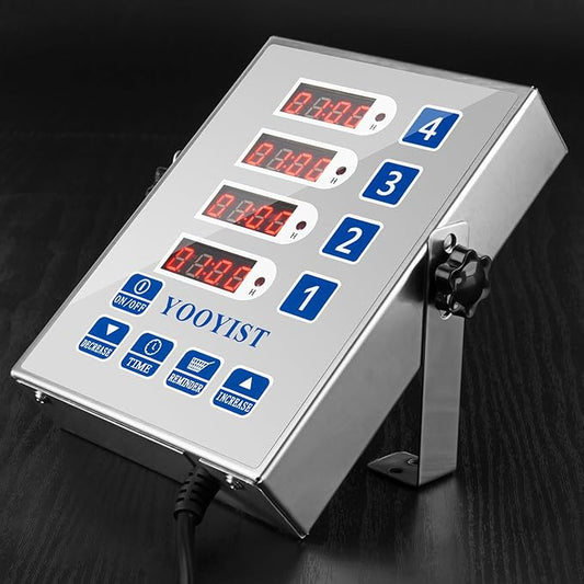 Kitchen Timers for Cooking – 4 Channel Commercial Kitchen Timer Restaurant Kitchen Supplies – Stainless Steel LED Technology Kitchen Timer Digital – Reminder Function, Loud Alarm, Silver