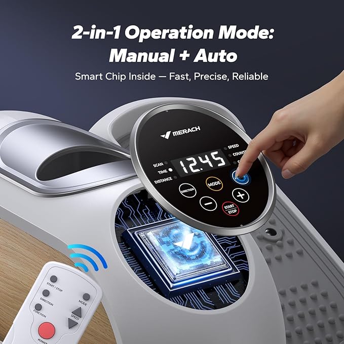 MERACH Under Desk Elliptical Exercise Machine, Ellipse Leg Exerciser as Seen on Tv for Seniors with 12 Adjustable Speeds & Remoter, Quiet Portable Seated Pedal Exerciser Fully Assembled