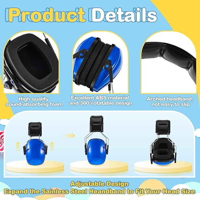 Amylove 12 Pcs Kids Ear Protection Noise Cancelling Headphones Ear Muffs Bulk 27db Adult Noise Reduction Hearing Earmuff(Universal Fit (kids & Adults),Fresh Style,Bright Color)