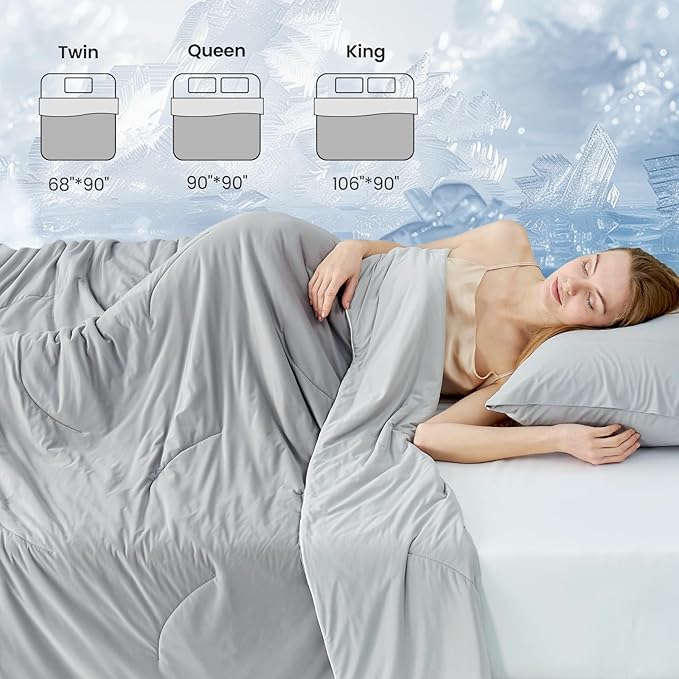 Cozy Bliss Cooling Comforter Queen Size Dual-Sided, Ultra-Soft Cooling Blankets for Hot Sleepers and Night Sweats, Breathable Lightweight Silky Smooth, Cool Grey