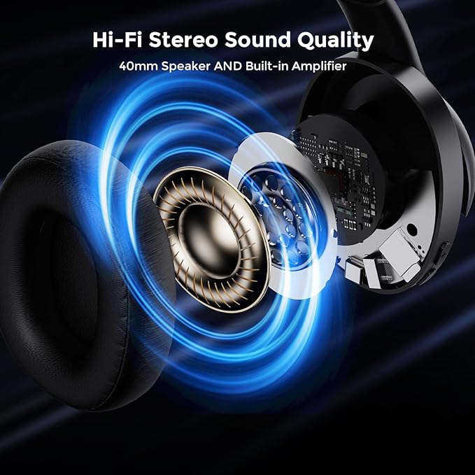 ROSIDA Wireless Headphones for TV, Over-Ear Bluetooth 5.3 TV Headset for Seniors, 196ft Wireless Range Support Optical,AUX, RCA and USB Output,High Volume, Hi-Fi Audio&No Delay,Up to 30 Hours Playtime