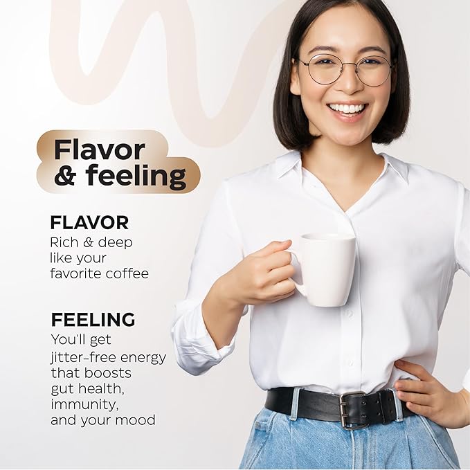 Mushroom Coffee - 10-in-1 Mushroom Superfood Adaptogen Mix - Lion's Mane, Chaga, Turkey Tail, Reishi, Organic Arabica Instant Coffee - for Gut Health, Immunity, Energy - Sugar Free - 7,4 oz (35 Serv)