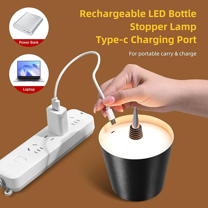 realmoon Wine Bottle Light Wireless Wine Bottle Light - Stylish 3 Color Dimmable LED Wine Bottle Light - Perfect for Dining Room, Bedroom and Bar Atmosphere(Black)